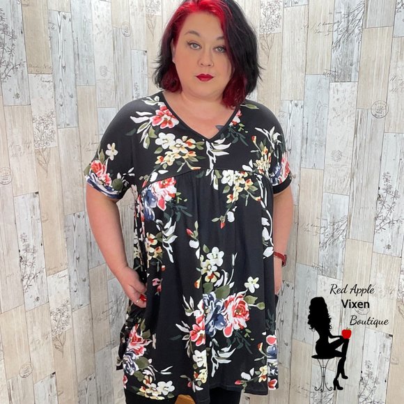 Black Floral Babydoll Dress  Size 2XLarge - Picture 3 of 3